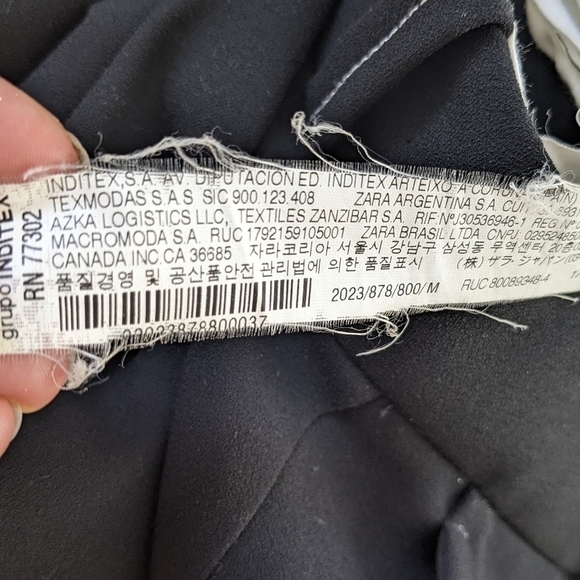 ZARA wide leg pants black with white stich details size Medium 2023/878 T3 - Picture 10 of 11